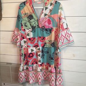 Colorful Geometric Patterned Dress